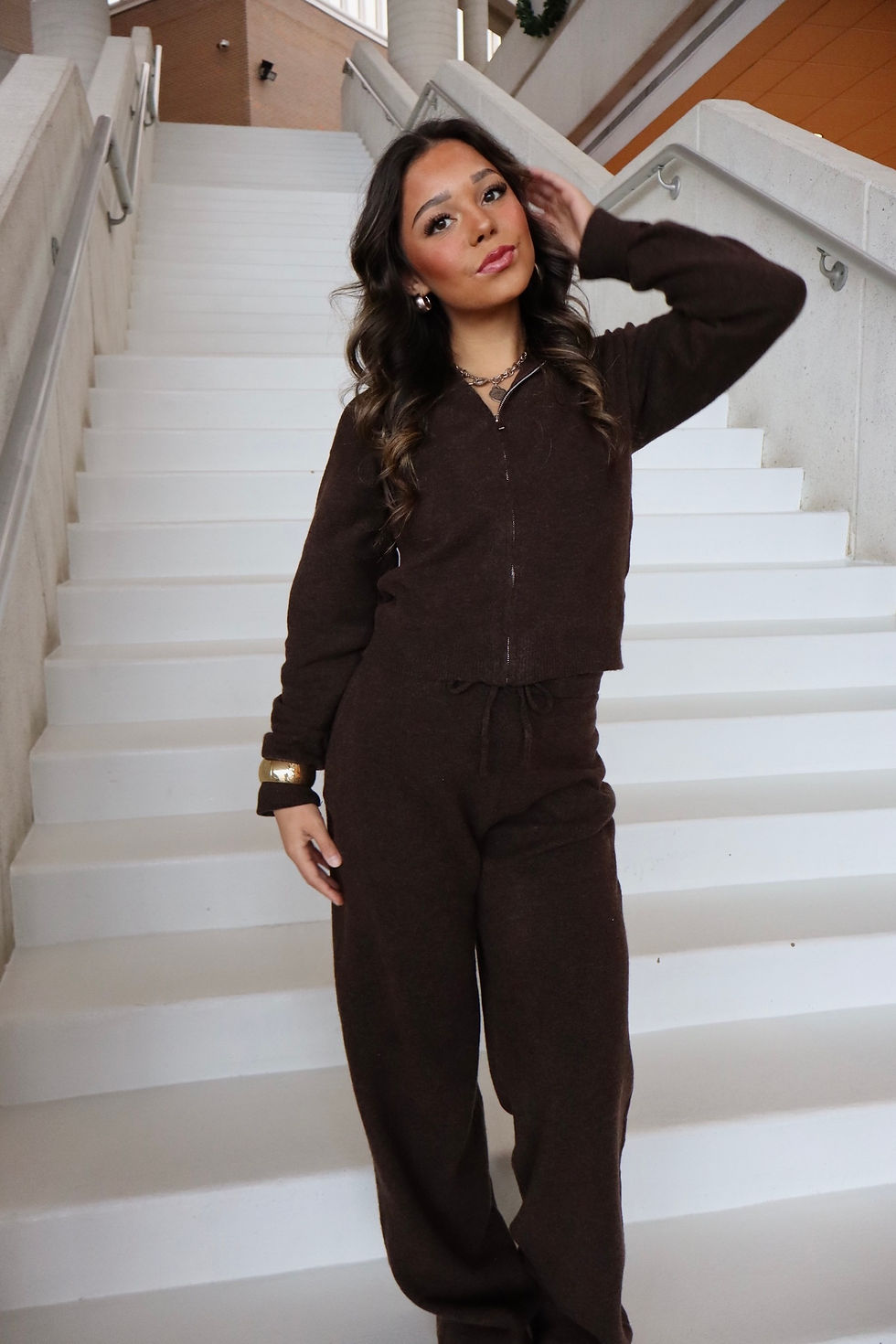 Thumbnail: Rosie Knit Pants - Brown 
