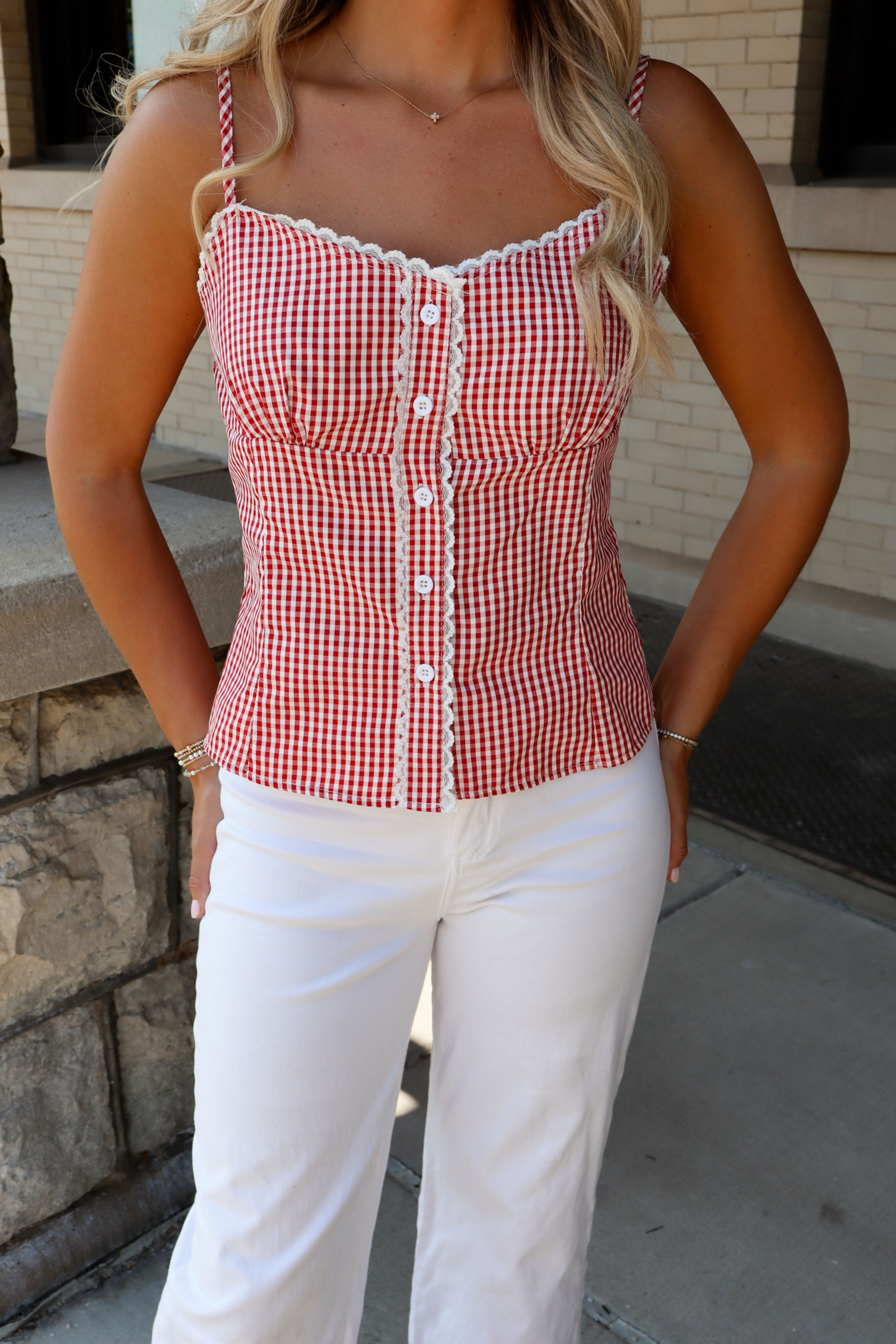 Sweetheart Gingham Top - Red