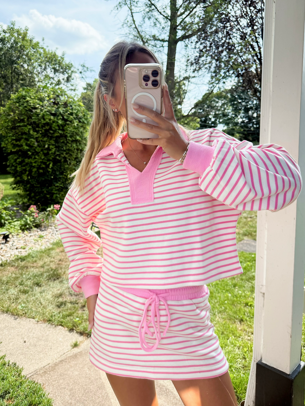 Thumbnail: Malibu Stripe Pullover - Pink 