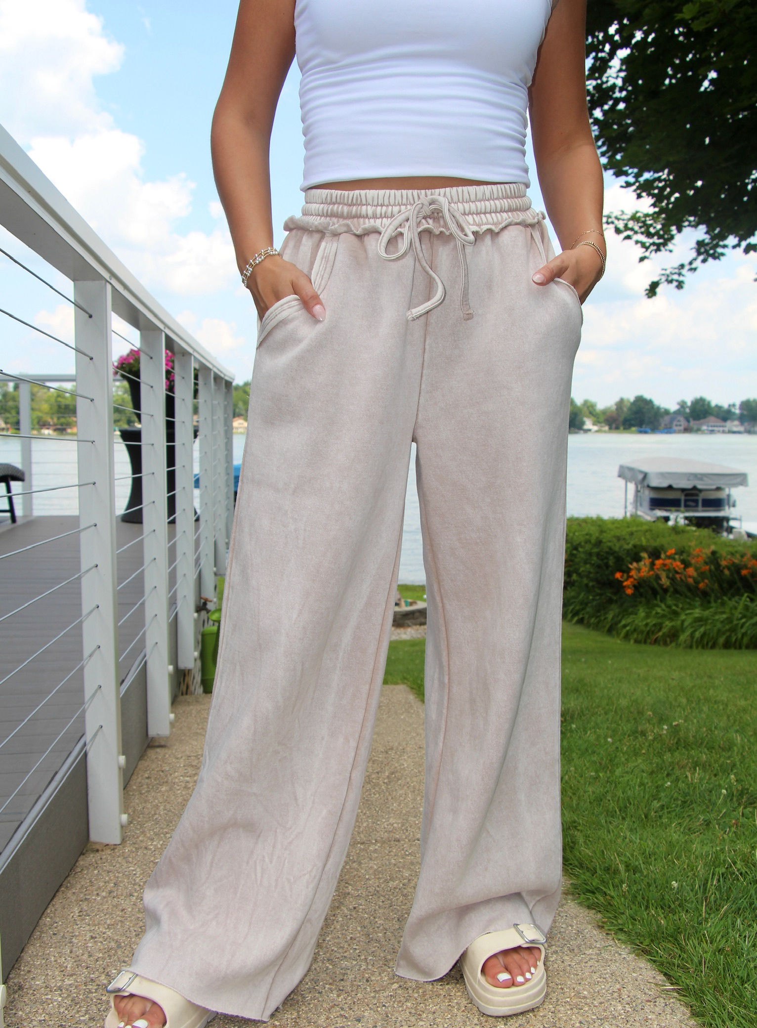 Sawyer Fleece Palazzo Sweatpants - Ash Mocha