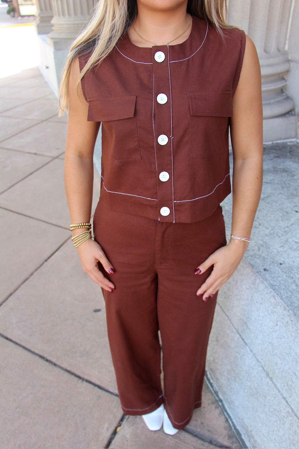 Thumbnail: Cocoa High-Waist Pants - Chocolate (Restock)