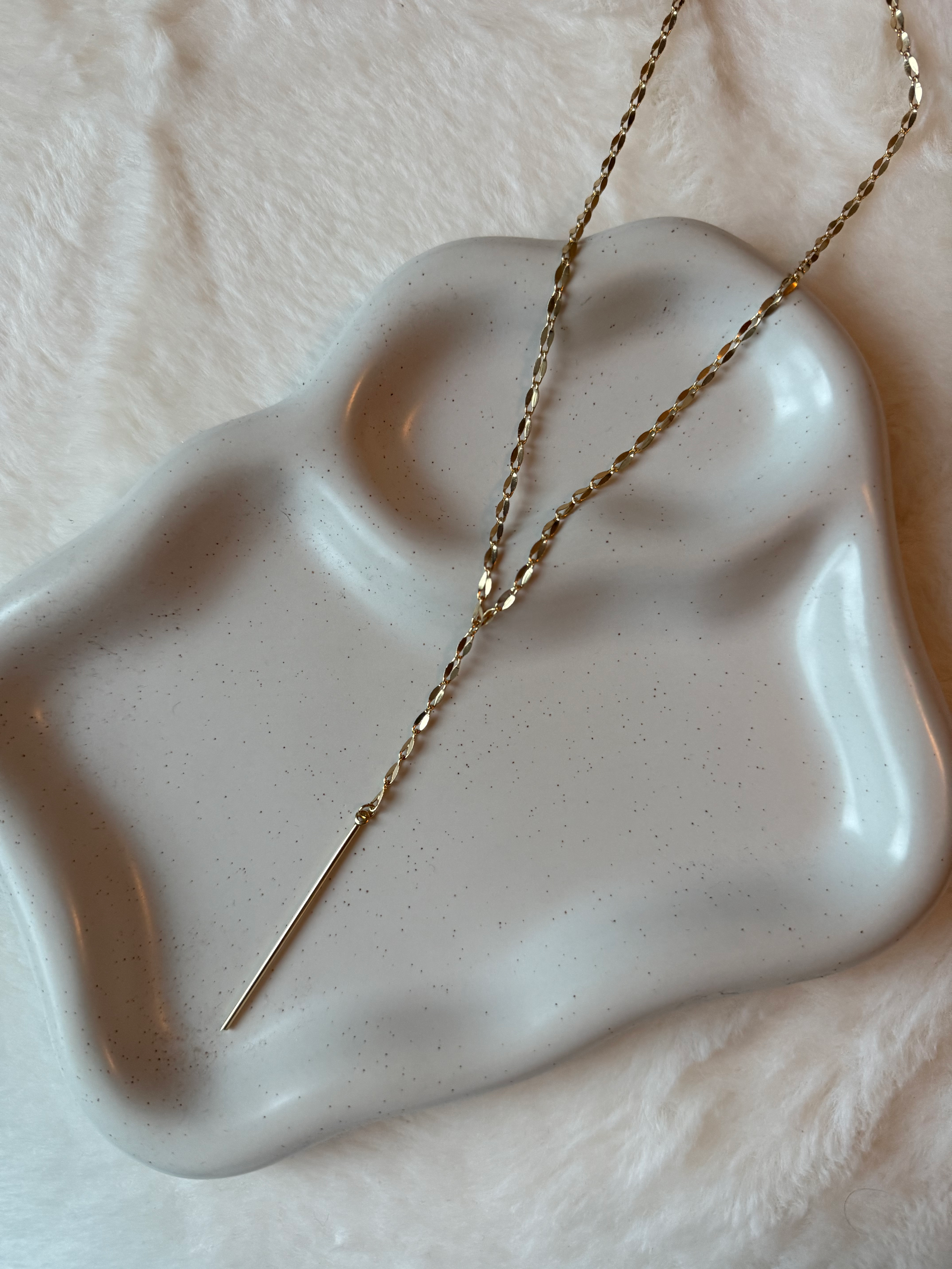 Thin Bar Pendant Necklace - Gold
