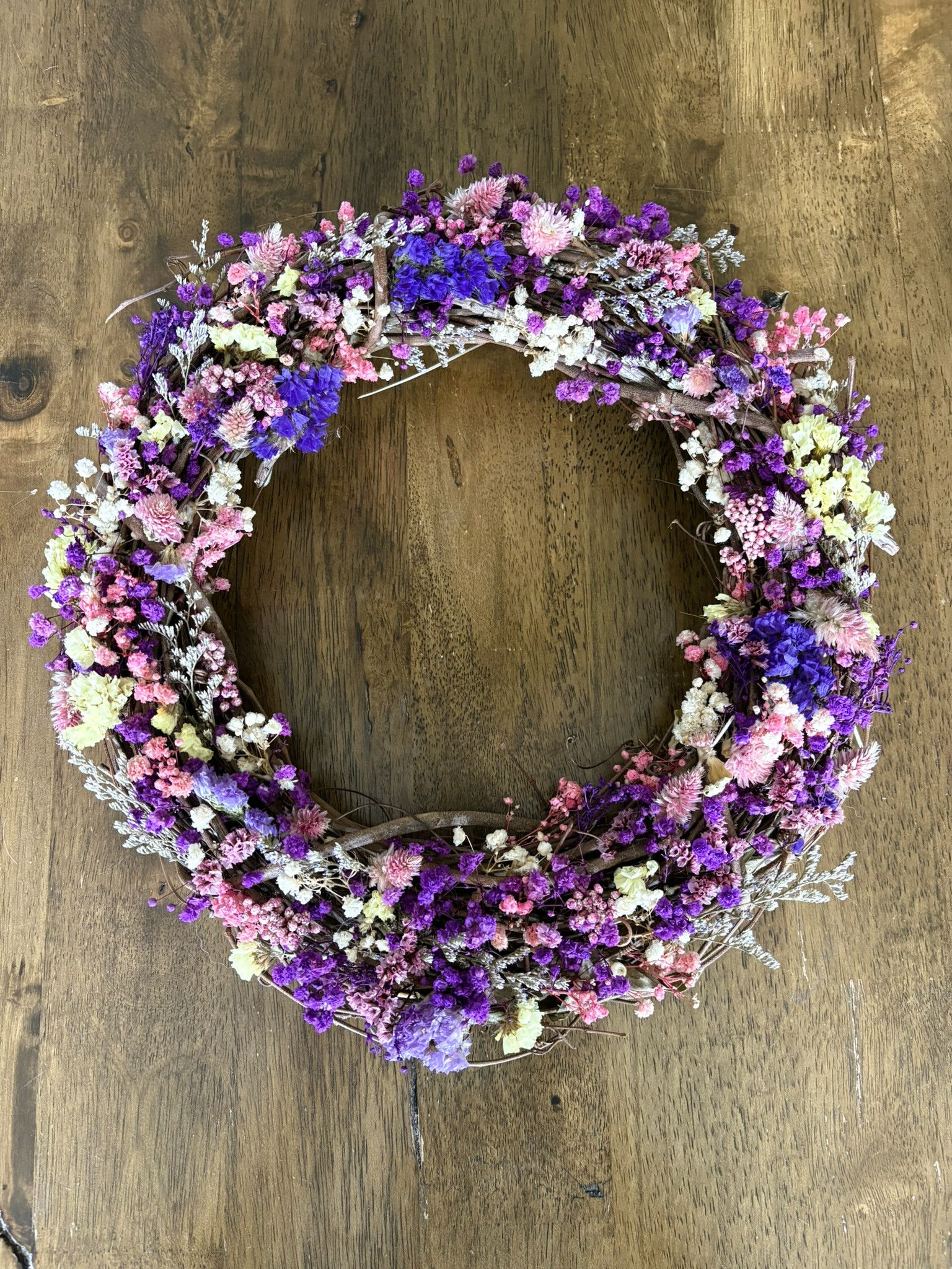 Large Dried Floral Wreath (12 inches in diameter)