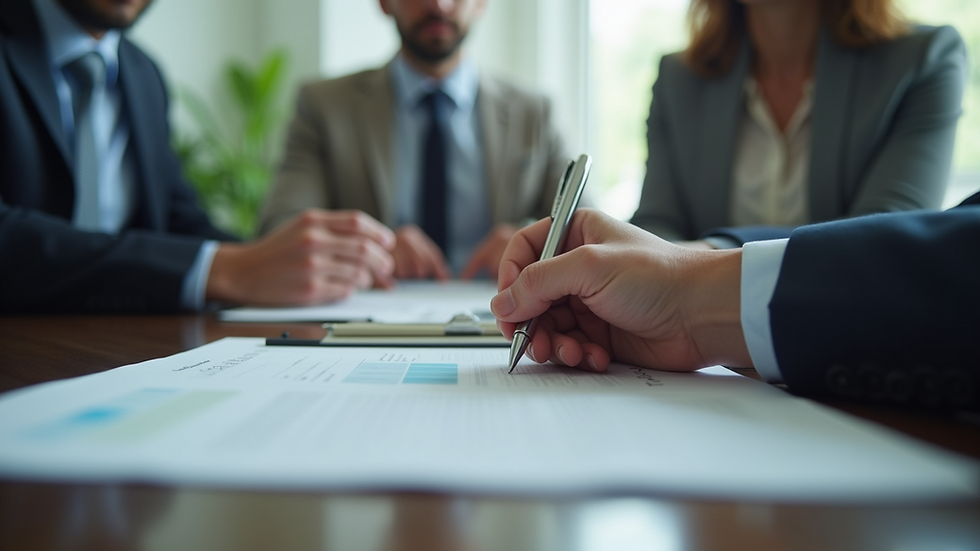 Eye-level view of a business meeting discussing commercial lending
