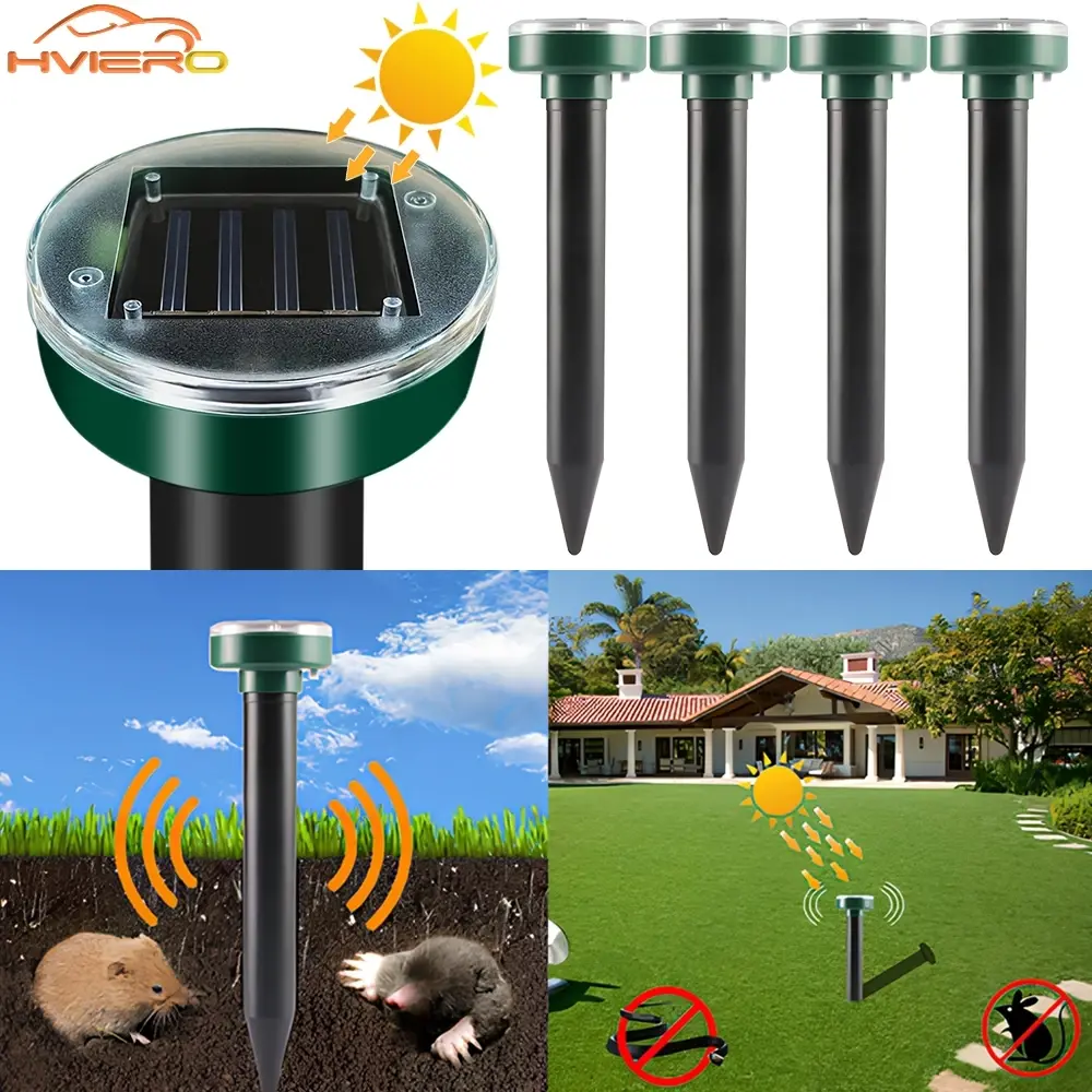 1/2/4/8 Solar Powered Ultrasonic Sonic Mole Pest Rodent Repeller Repellent Yard