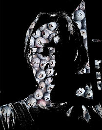 Digital Collage of Blueberries and Face 