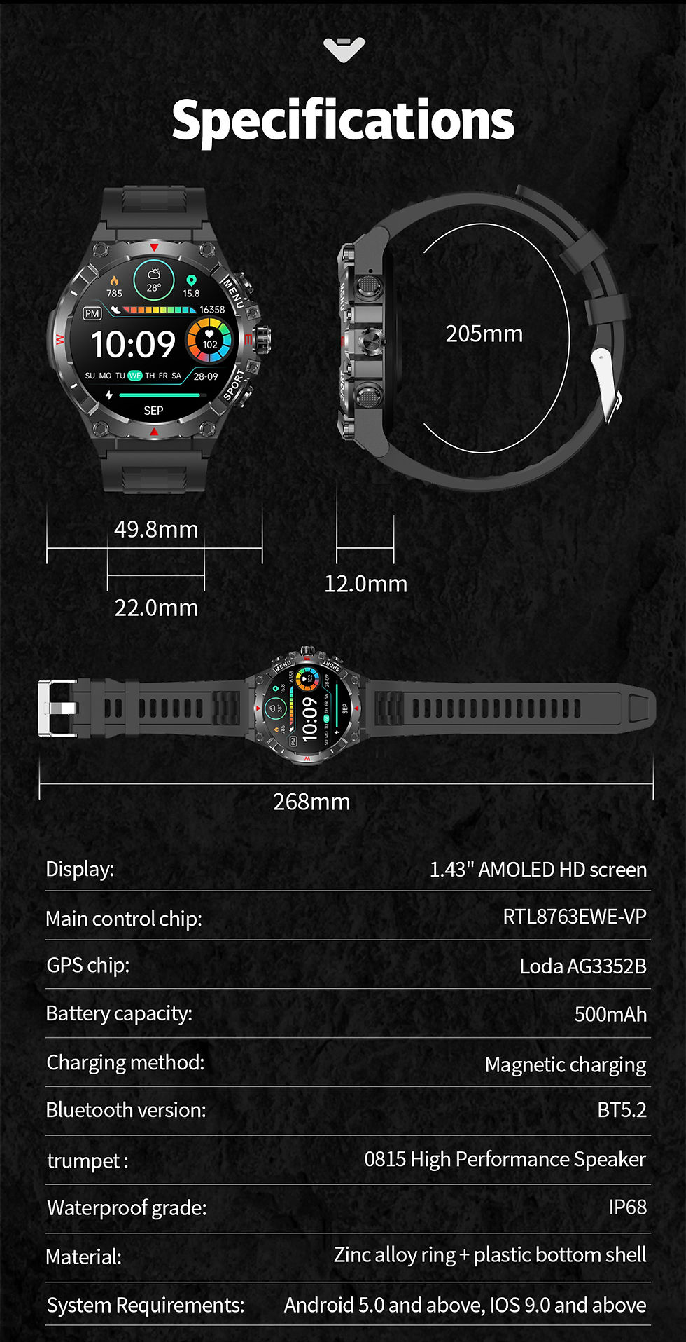 Thumbnail: 2025 COLMI V76 GPS Smartwatch 1.43" Ultra AMOLED Display Built-in Compass Altime