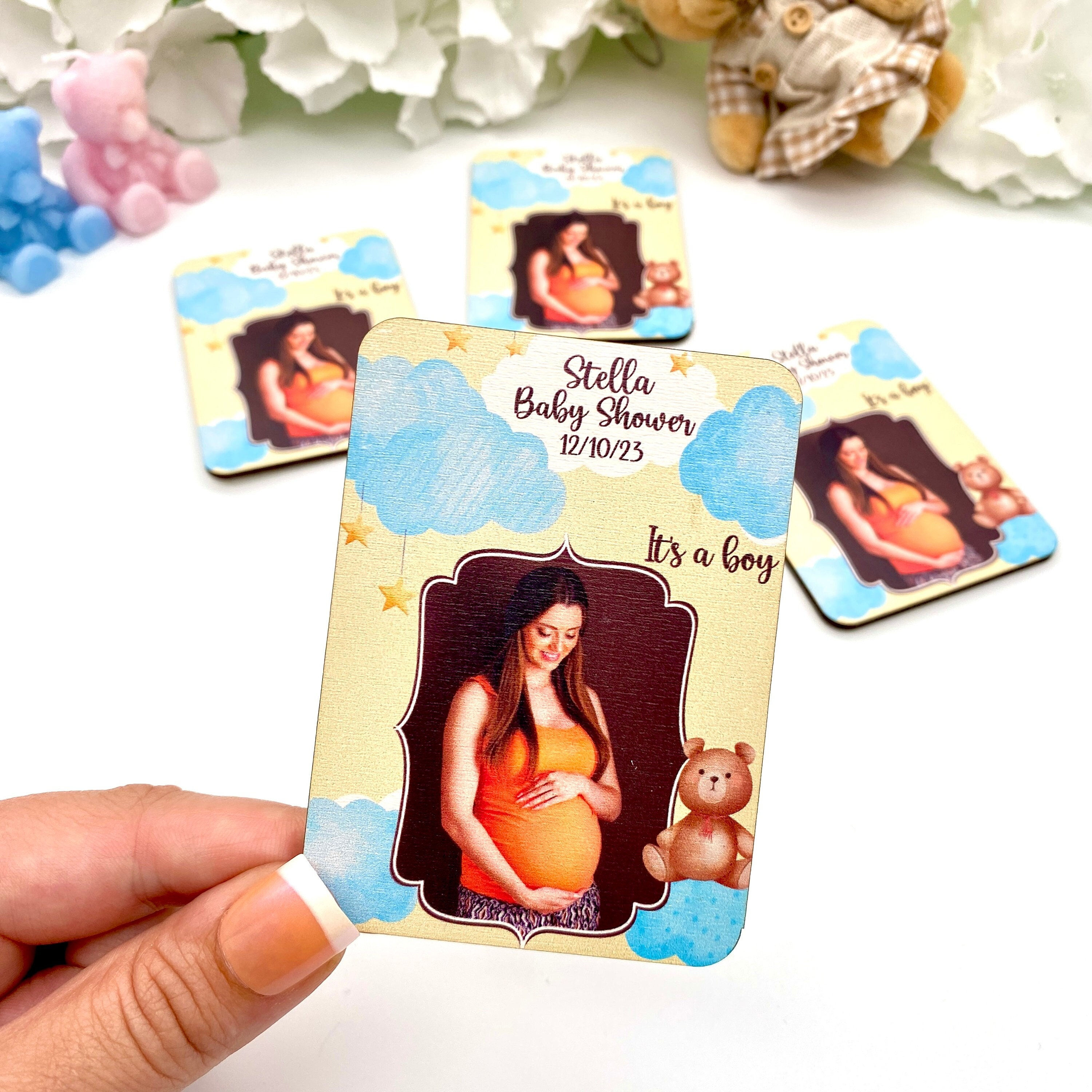 Personalized Baby Shower Magnets, Custom Fridge Magnet, Gender Reveal Party Fav