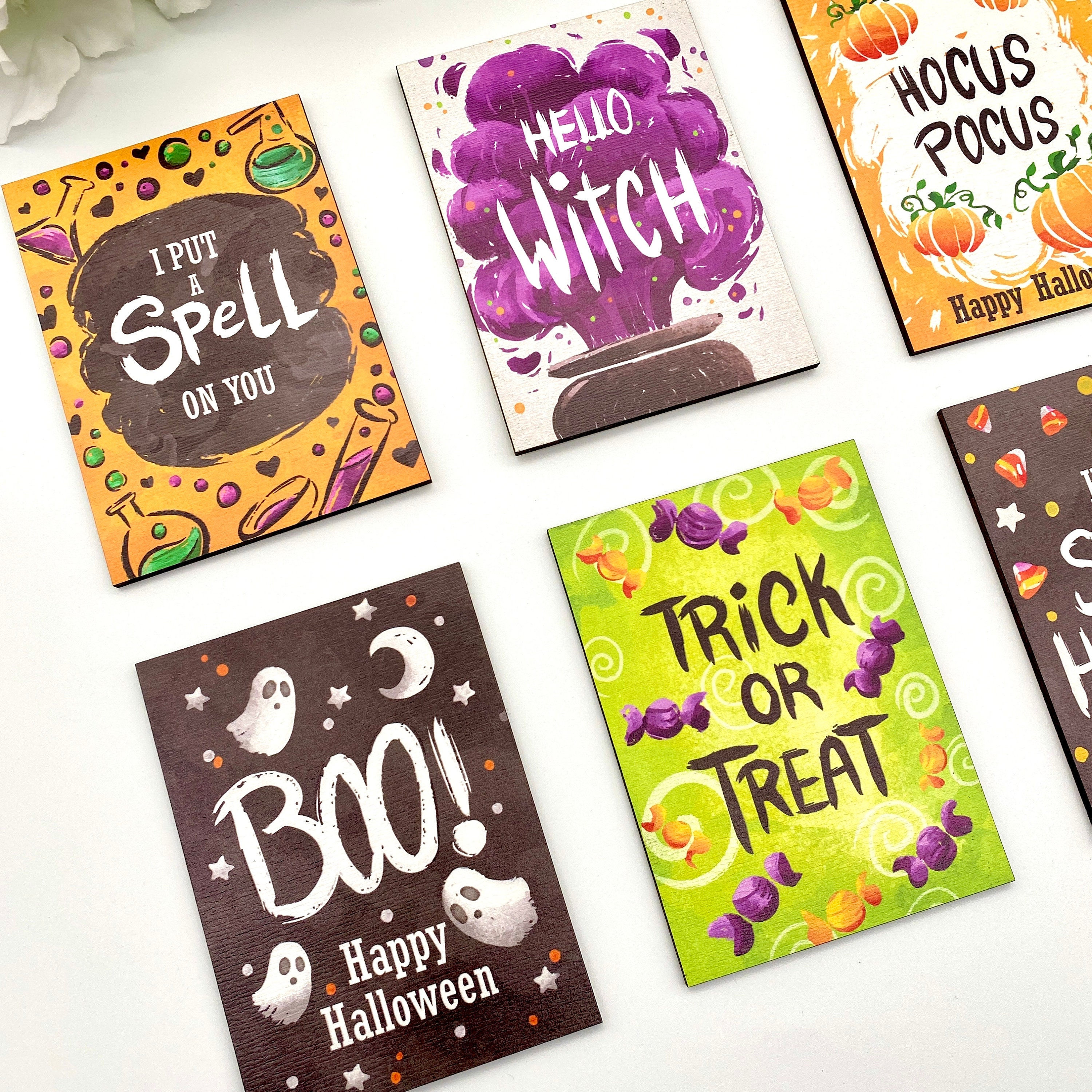 Halloween Magnets for Fridge Refrigerator, Wooden Halloween Decorations, Car Ma