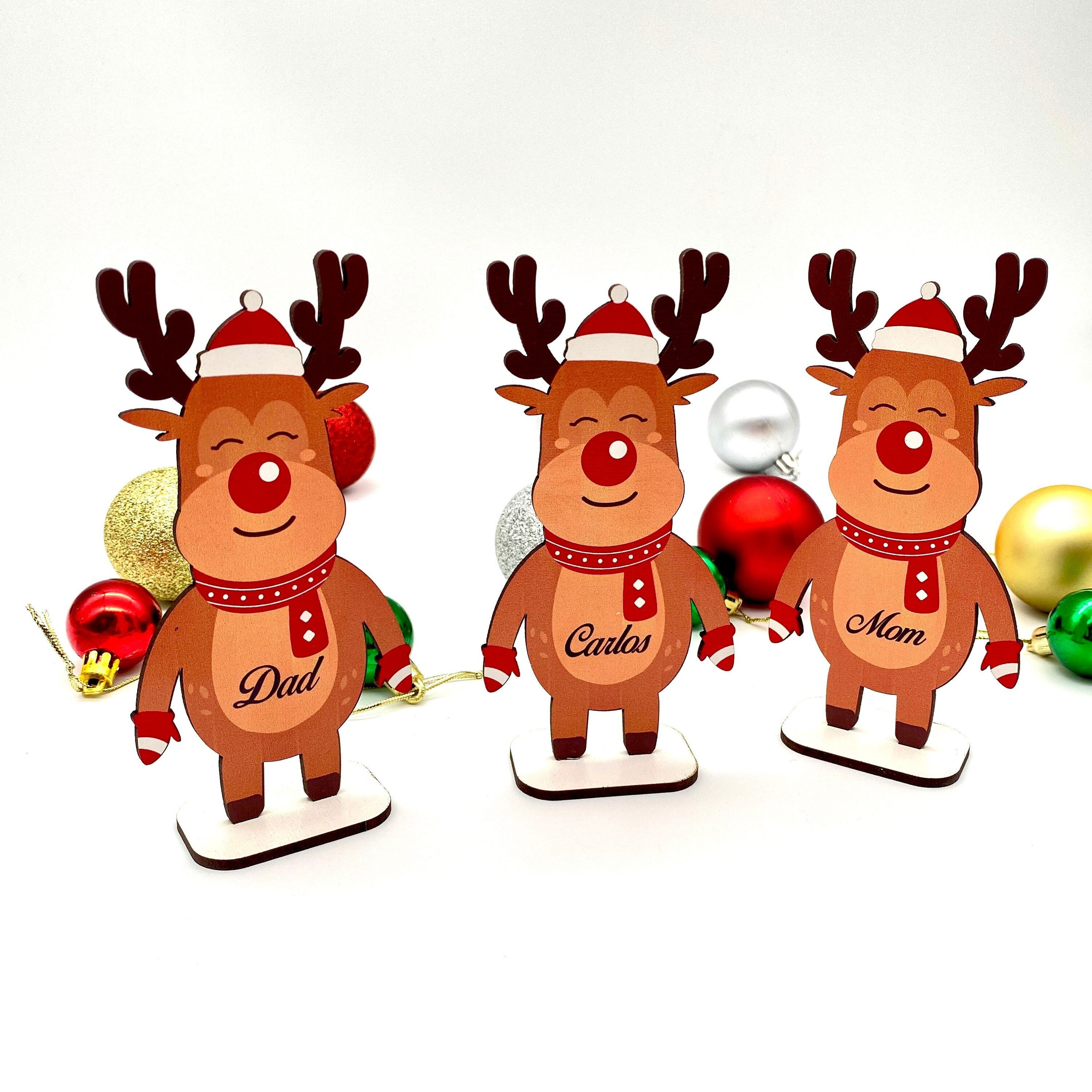 Reindeer Christmas Decor, Personalized Wooden Deer Christmas Gifts, Custom Name