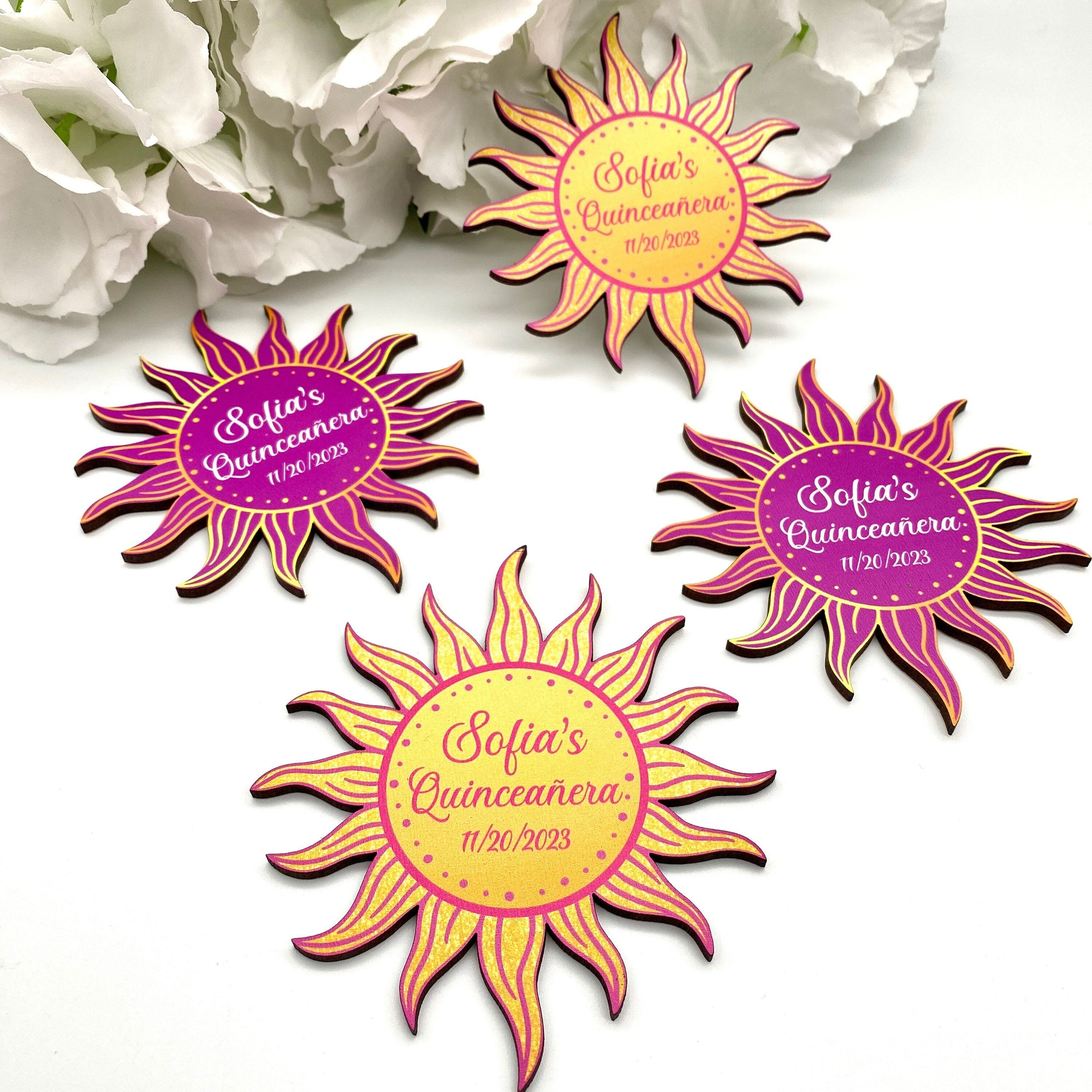 Wooden Tangled Sun Magnet, Rapunzel Birthday Favors, Quinceañera Guest Gifts, M