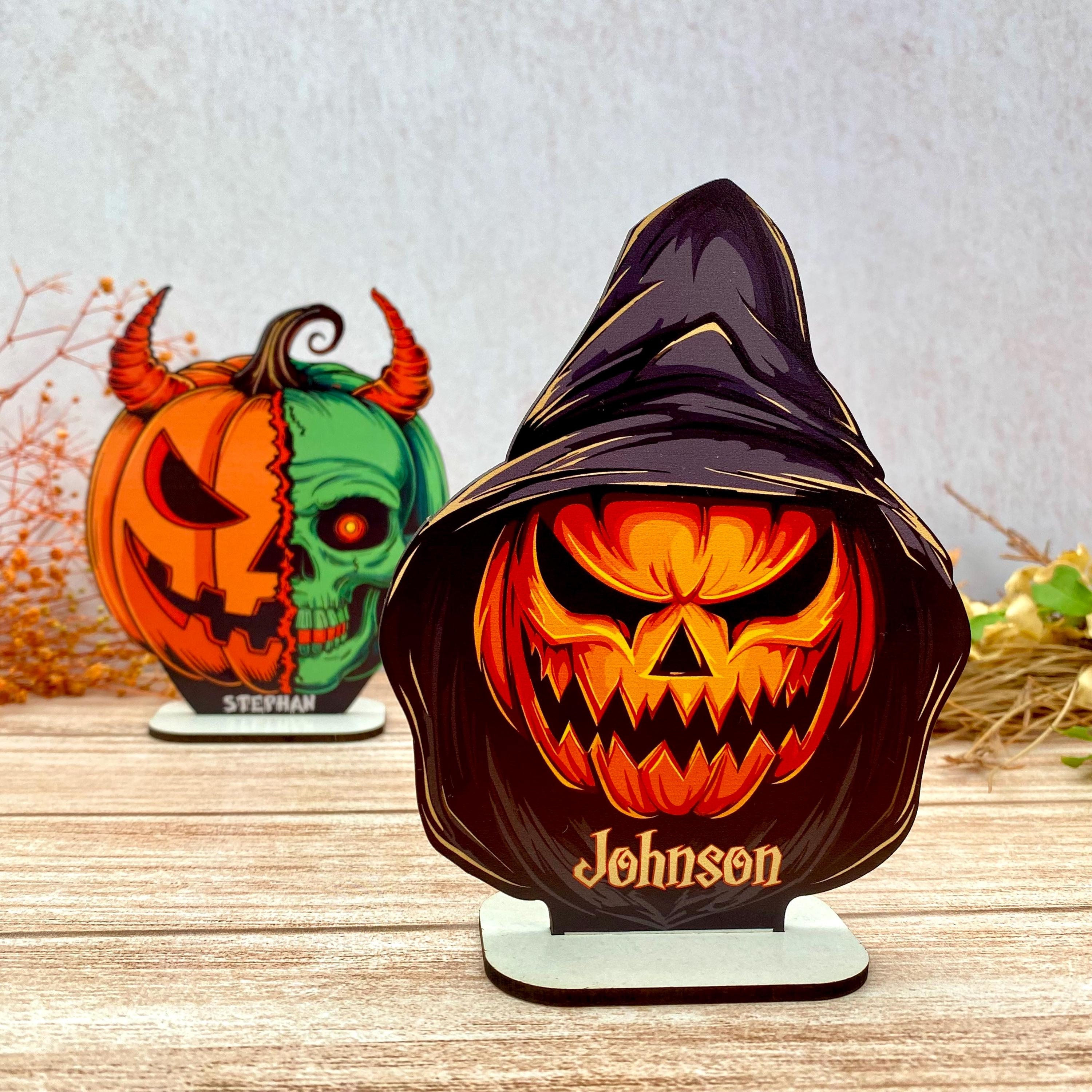 Custom Pumpkin Table Decor, Scary Ghost Wooden Home Decorations, Halloween Gift