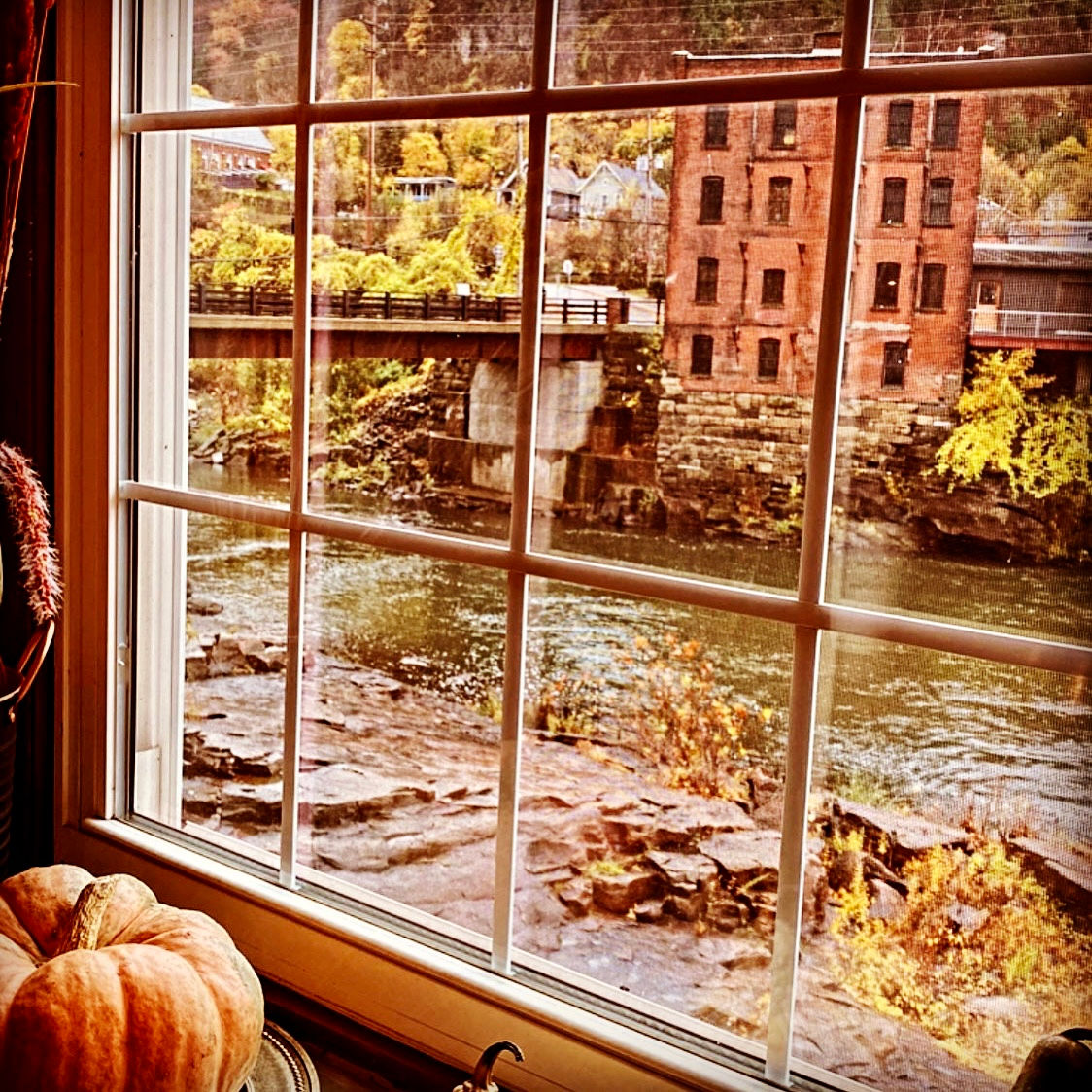 Fall in Little Falls 4x4 (8x8 double matted) framed original photograph