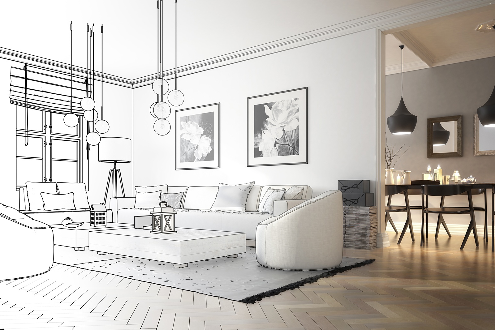 Interior design study by Studio PASE — from sketch to finished space