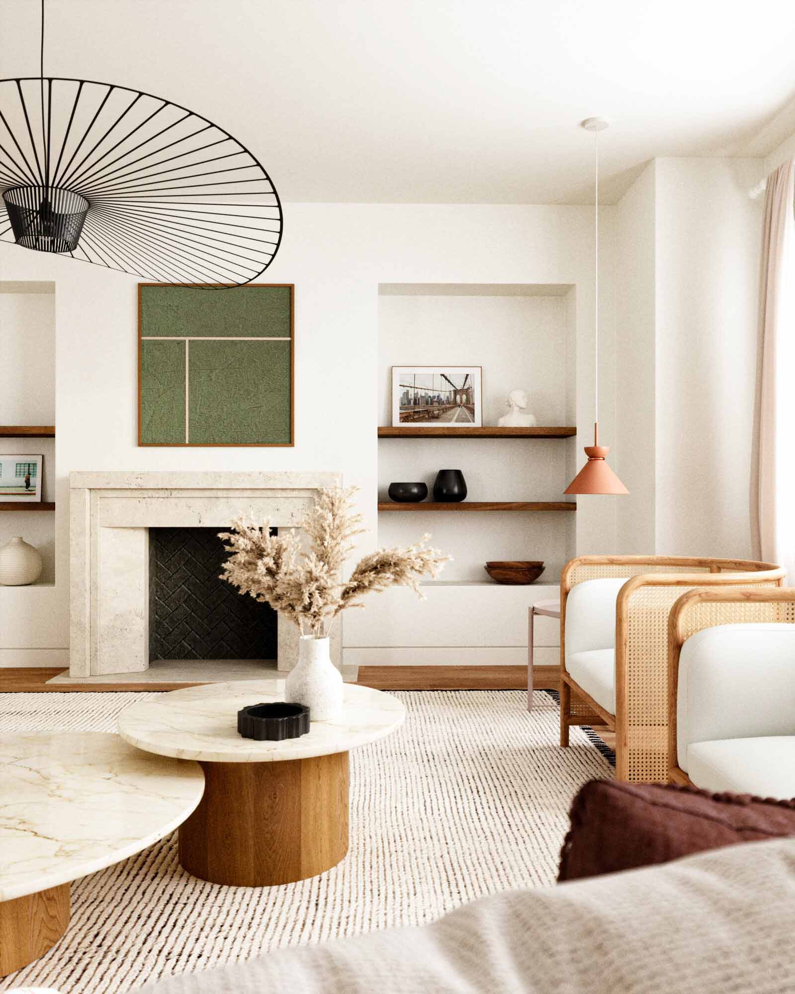 Warm and elegant living room design in Dubai
