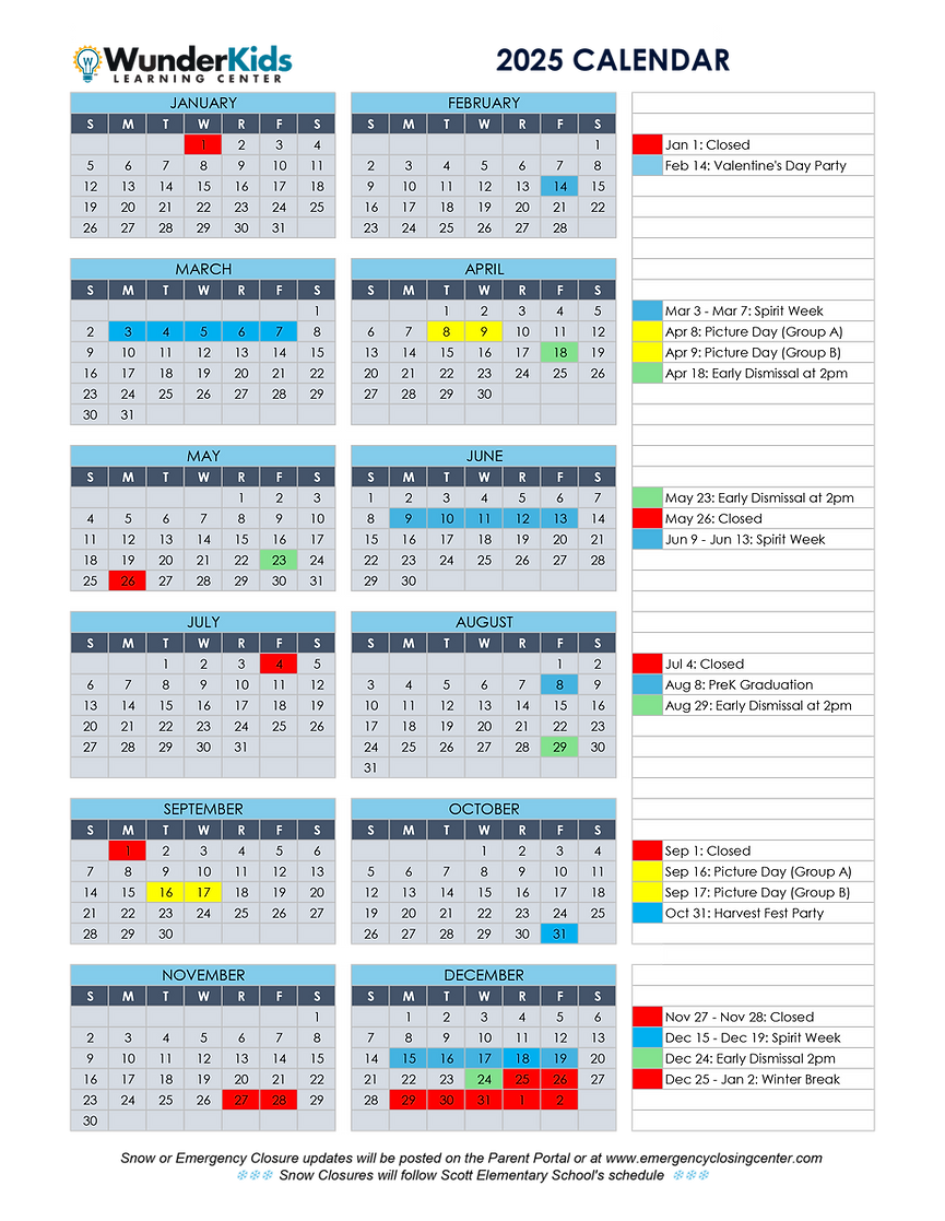 2025 WunderKids Calendar