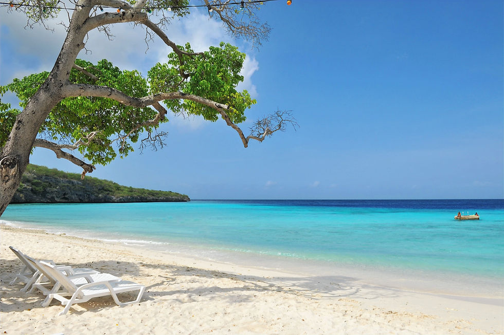Wide angle view of Cas Abao Beach with turquoise waters