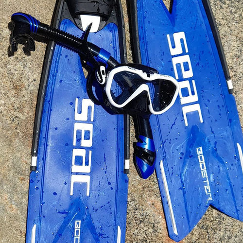 Thumbnail: Seac Booster Freedive Fins - Blue Camouflage, 4-5.5