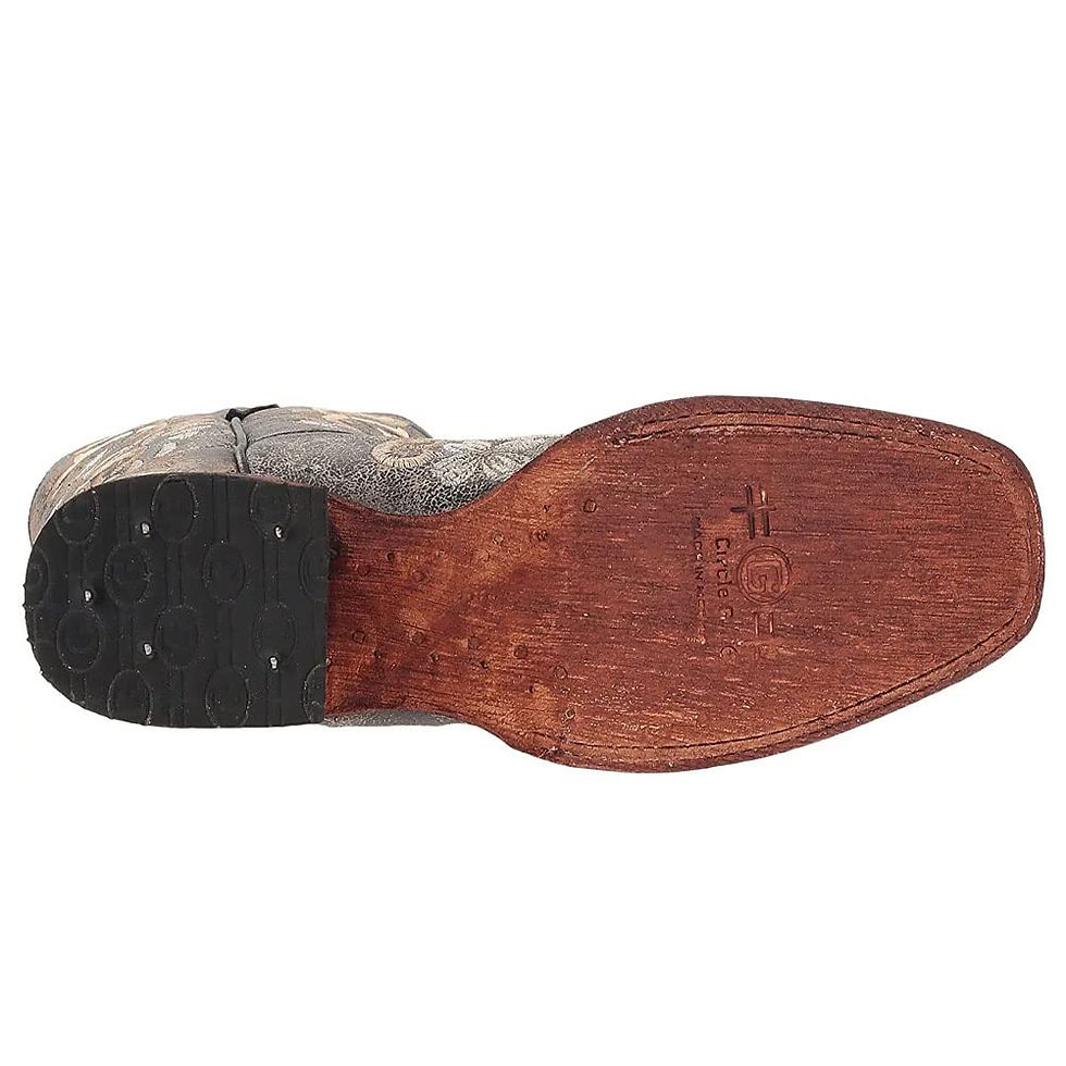 Thumbnail: CORRAL Women's Floral Embroidery Cushioned Pull-On Square Toe Leather Western Co