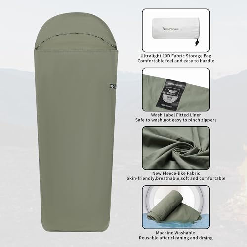Thumbnail: Naturehike 4.5oz Ultralight Washable Sleeping Bag Liner, Lightweight Adult Sleep