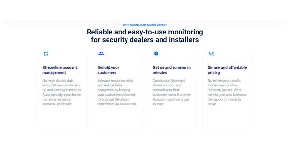 Product content and copywrting for the new Noonlight homepage focusing on product features.