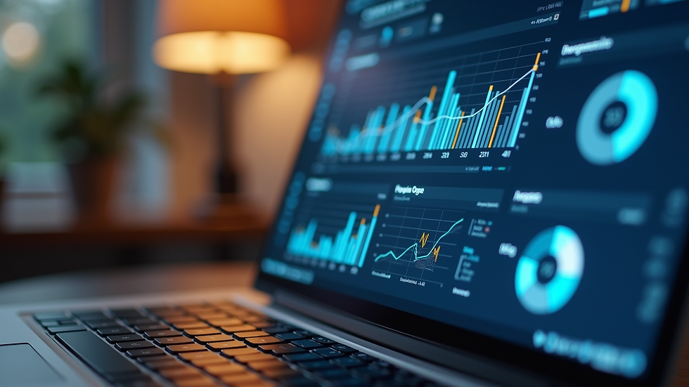 Close-up view of laptop screen showing chatbot analytics dashboard