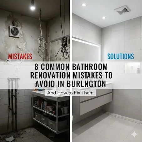Before and after bathroom renovation comparison showing mistakes vs modern upgrade
