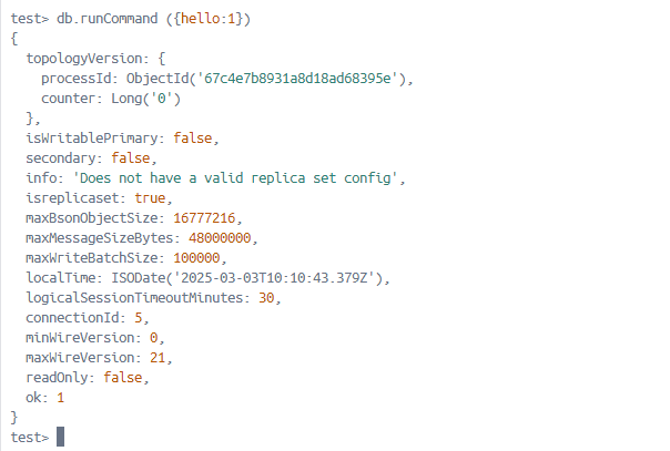 execução do db.runCommand