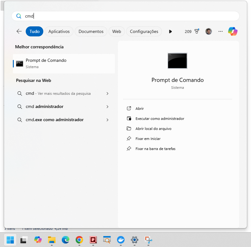 Abertura de Prompt de Comando