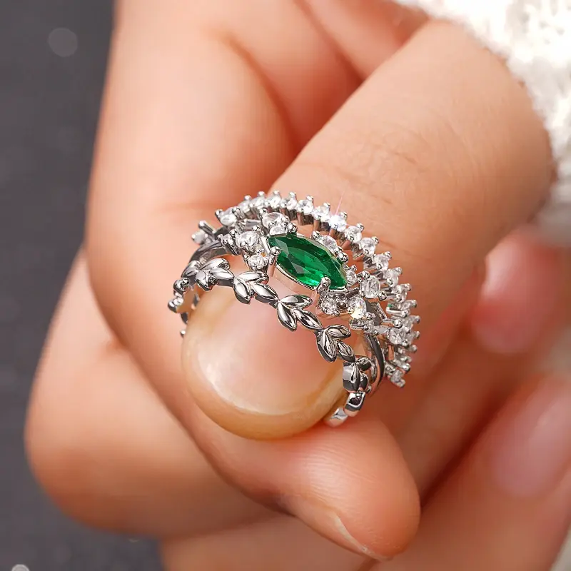Miniatura: Anillo ESTELAR esmeralda set de 4