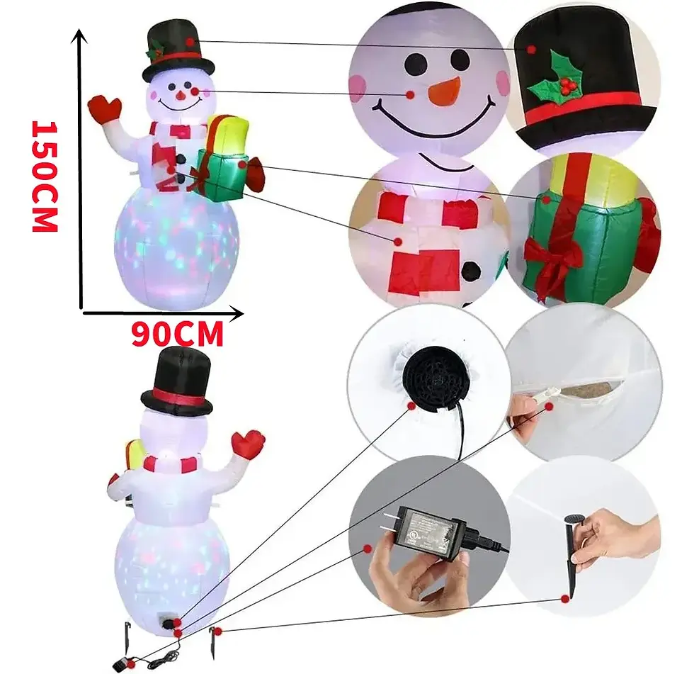 Miniatura: Muñeco de nieve con regalos 1.50m