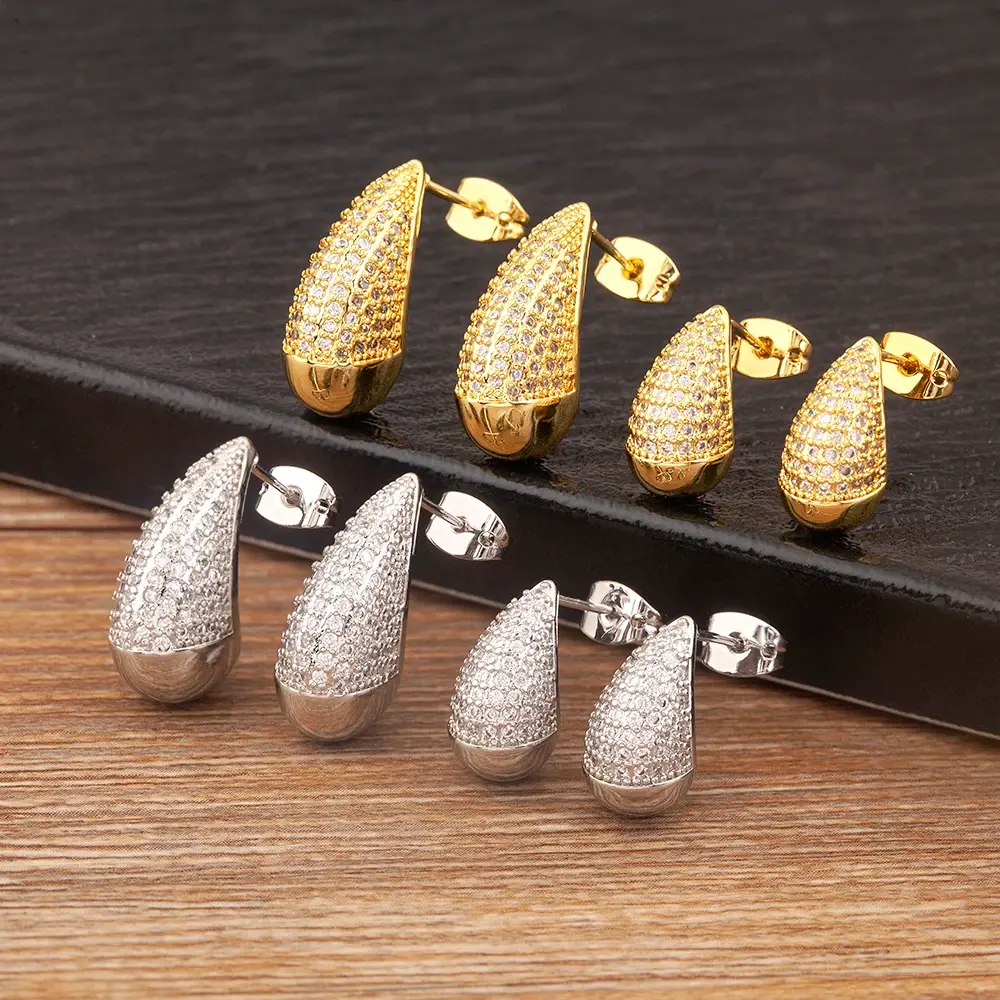 Aretes de zirconia gota elegantes regalo para MAMA