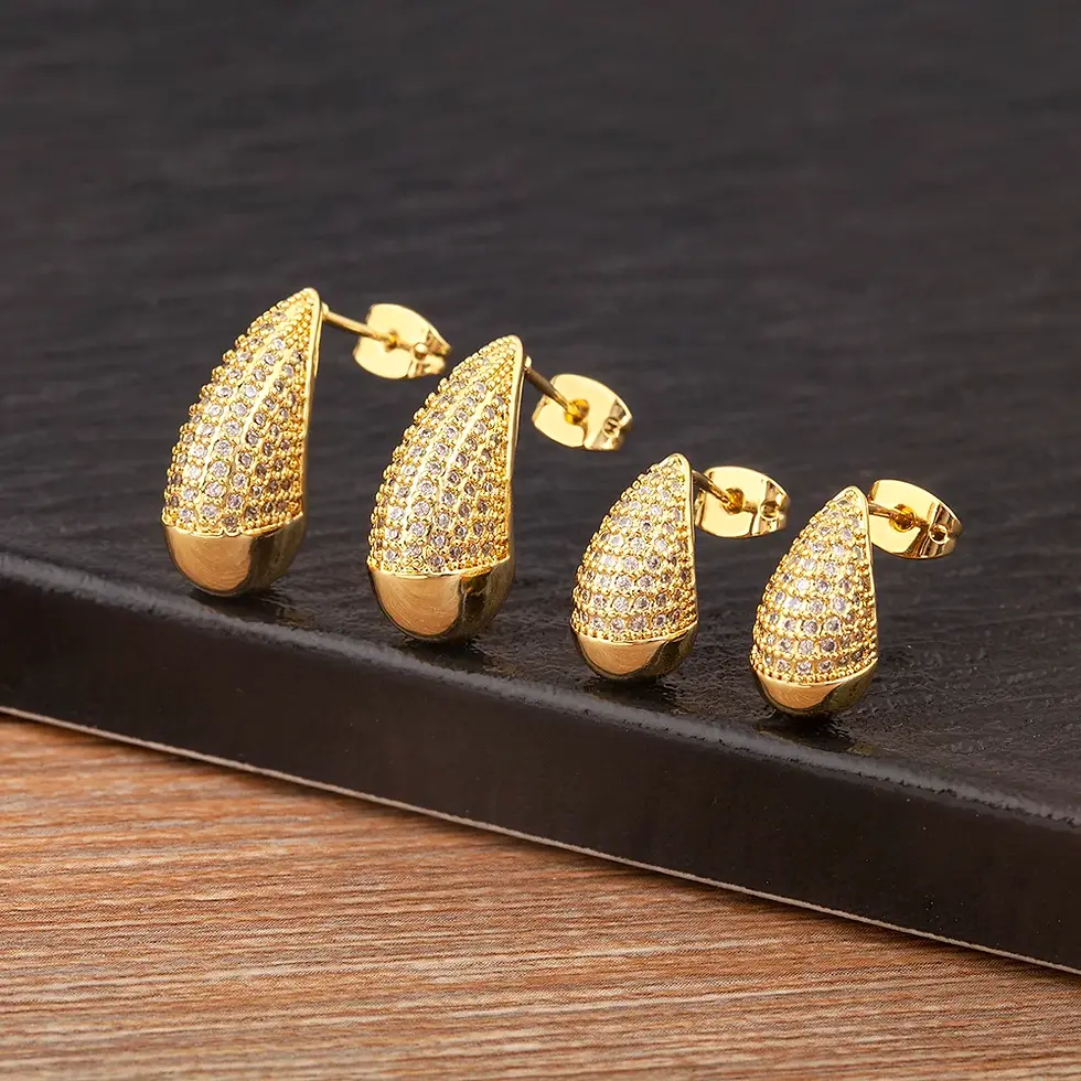 Miniatura: Aretes de zirconia gota elegantes regalo para MAMA