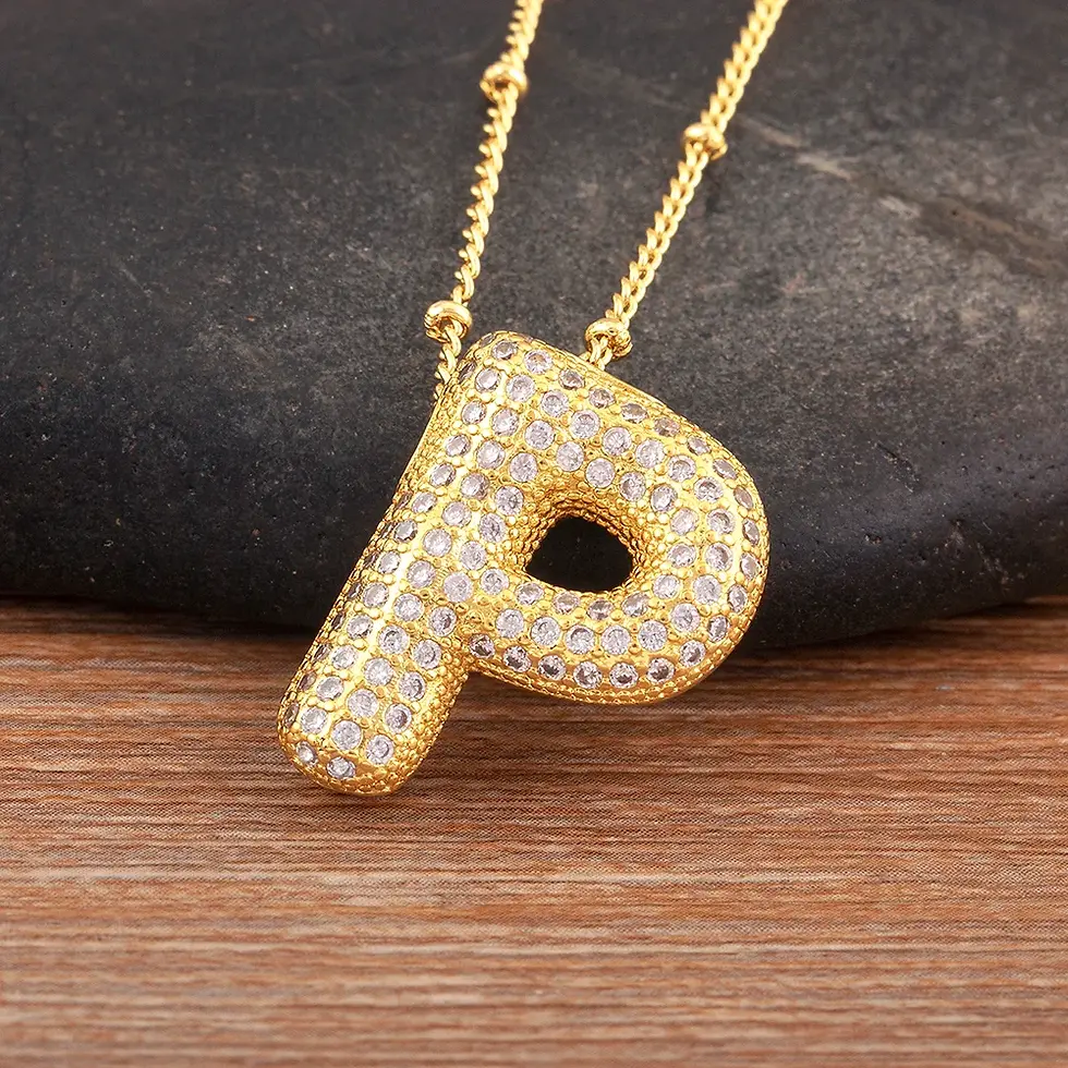 Miniatura: Collar de letras de zirconia A-Z DORADO ABC