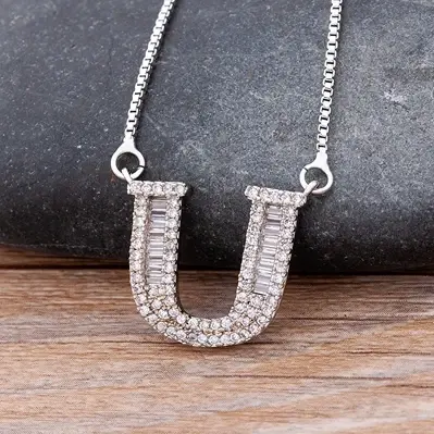 Miniatura: Collar ABC de zirconia PLATEADO A-Z