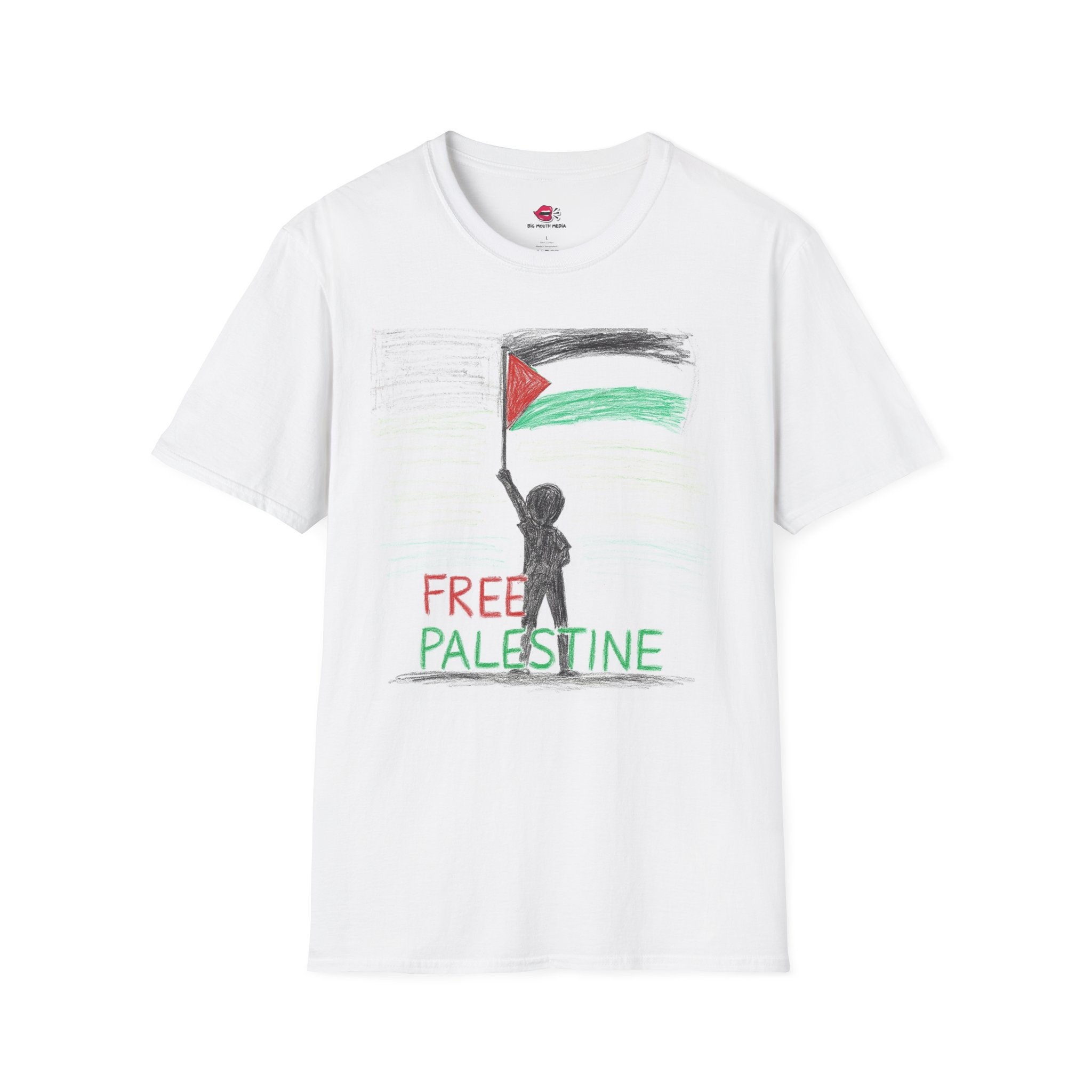 Softstyle T-Shirt with 'Free Palestine' Design, Protest Apparel, Political Shirt