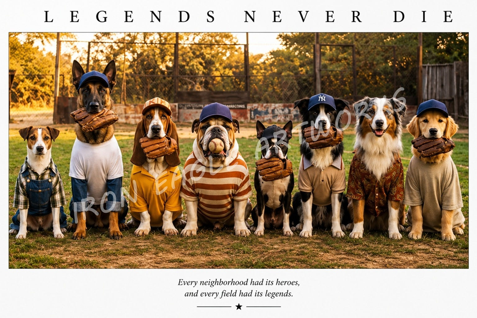 Legends Never Die – Vintage Baseball Dogs - High Resolution