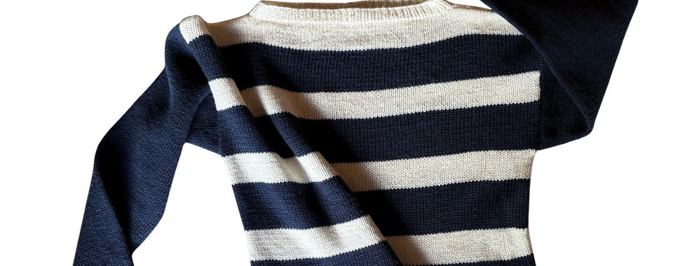 Blue and white striped sweater