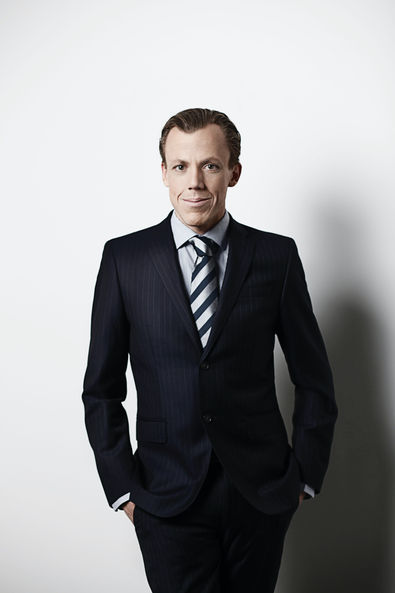 Chalked-Striped Navy Blue Business Suit