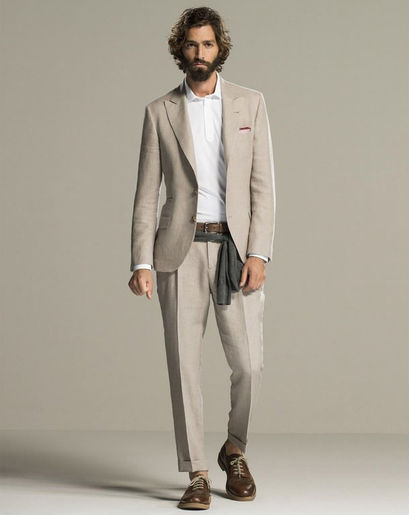 Beige Linen Suit