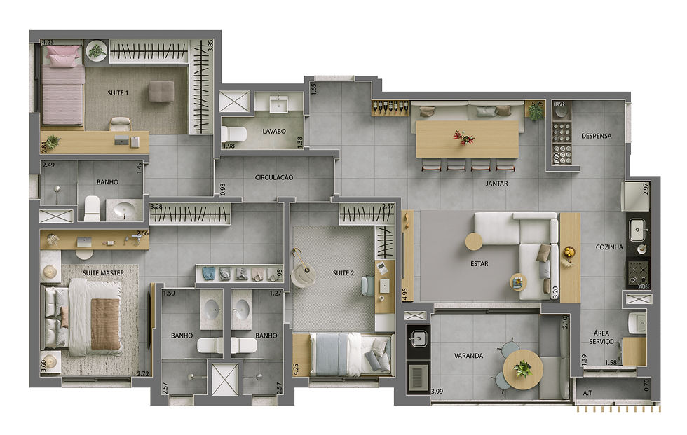 Planta de 120 m² Tipo A
