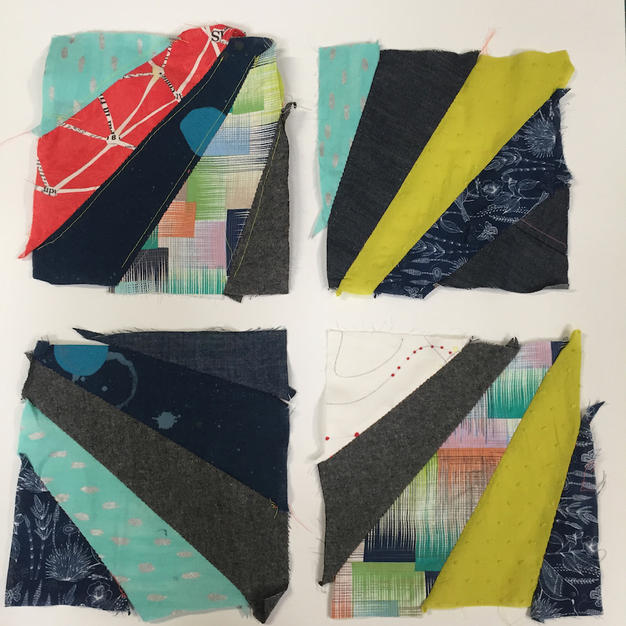 Fabric pieces joined at the sides with hand stitching