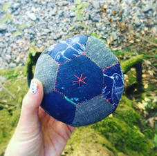 Common "hexie" (hexagon) template, using 8 pieces to make a squat ball.