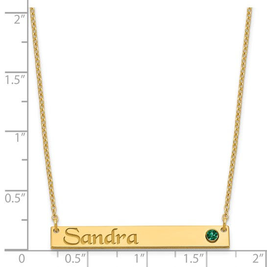 Thumbnail: Name Bar Necklace with Bezel Birthstone