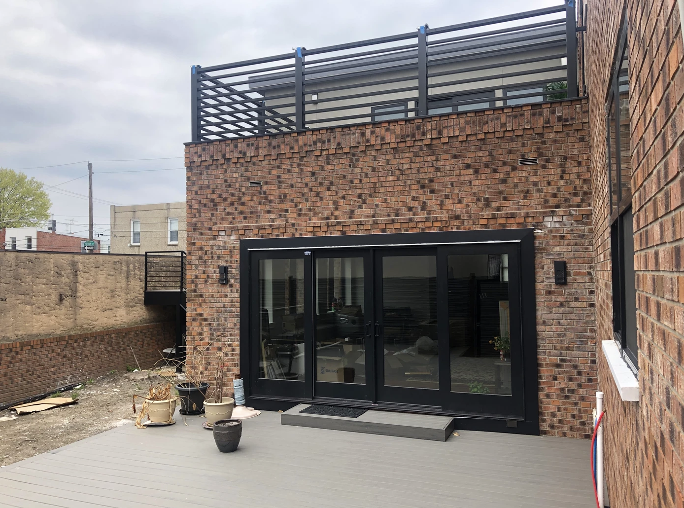 Rear elevation showing the new addition
