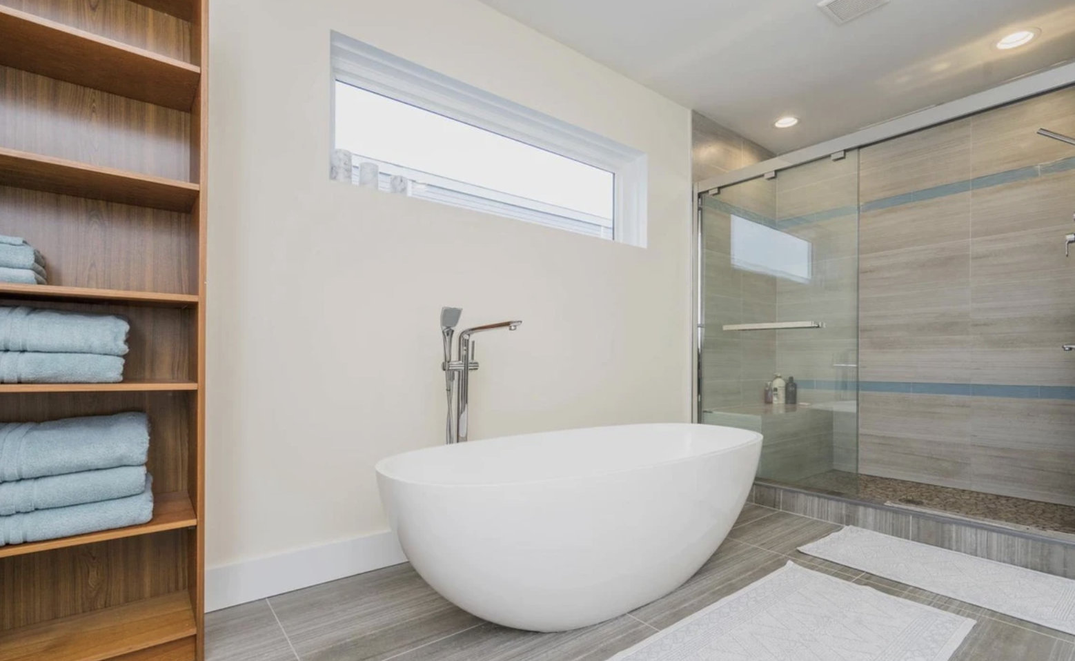 Custom bathroom with freestanding tub