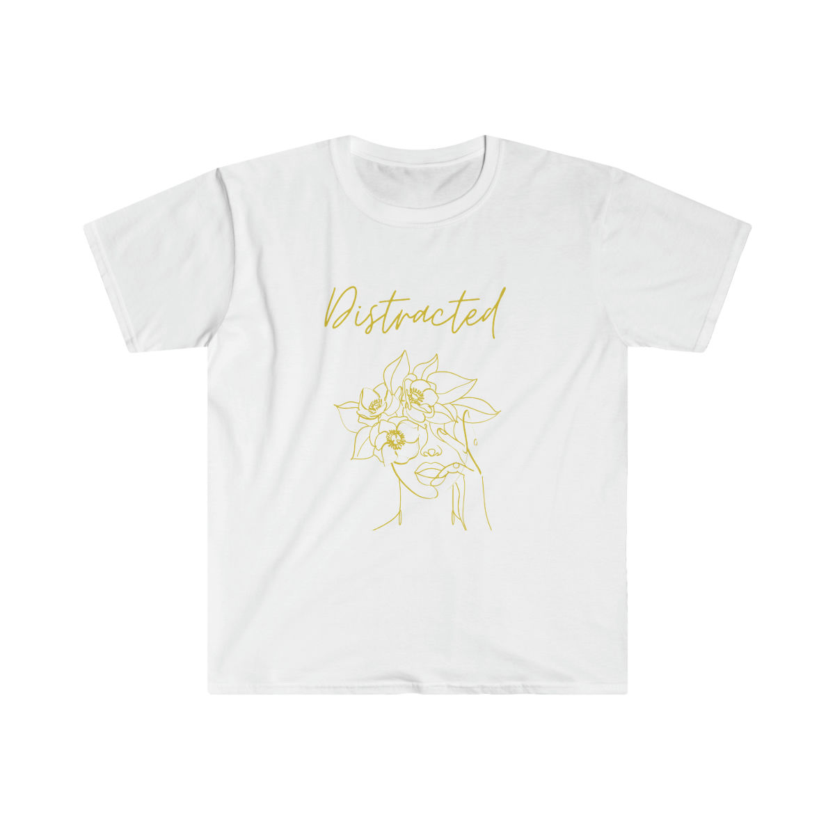 Distracted Planted Face in Yellow Drawn Figure Unisex Softstyle T-Shirt