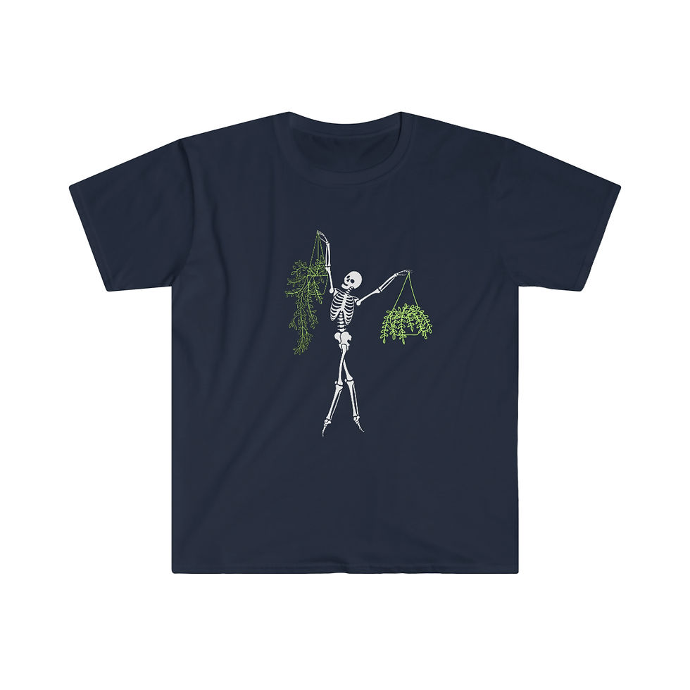 Thumbnail: Dancing Skeleton with Hanging Plants Unisex Softstyle T-Shirt