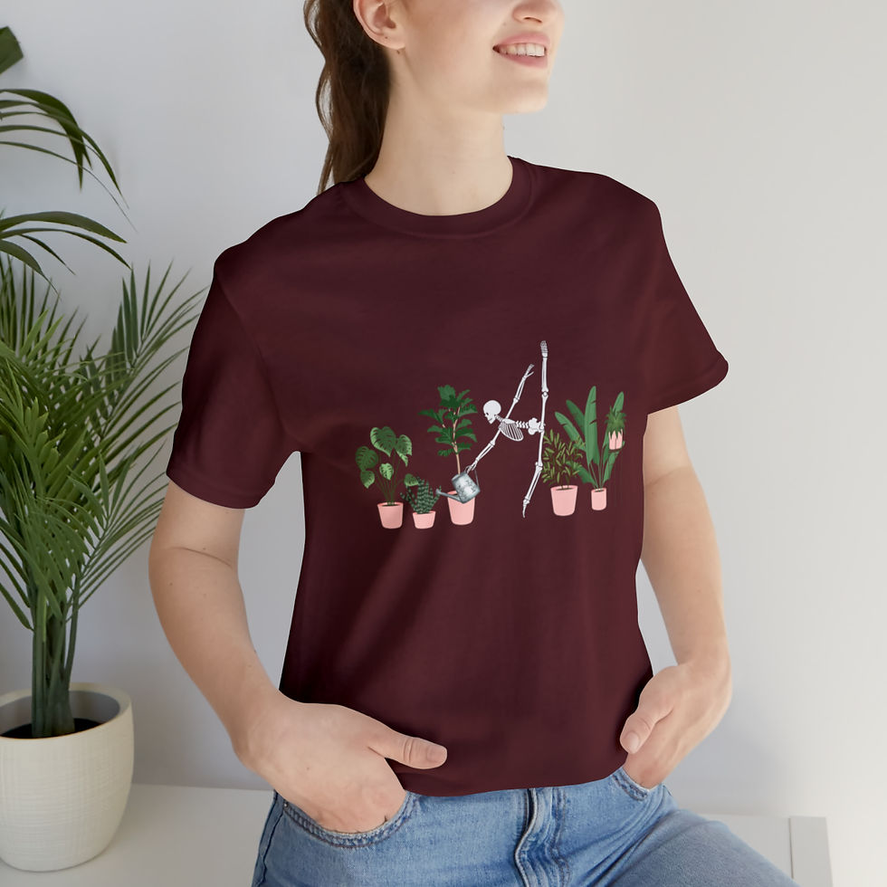 Thumbnail: Dancing Skeleton watering plants T-shirt