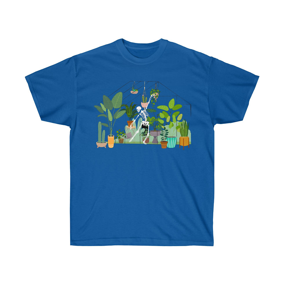 Thumbnail: Skeleton Watering Plants in Greenhouse Unisex Ultra Cotton Tee